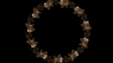Smoke streams form ring in slow motion view from above. Isolated on black Stock Footage 84924430