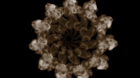 Smoke streams form ring in slow motion view from above. Isolated on black Stock Footage 84924718