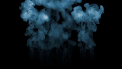 Smoke streams in slow motion. A lot of smoke flows Isolated on black background Stock Footage 84301383