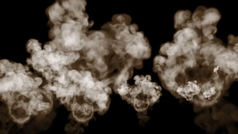 Smoke streams in slow motion side view. Isolated on black background with Stock Footage 84924538