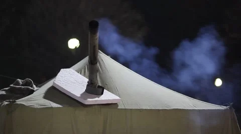 Smoke from the tent Stock Footage 61135247