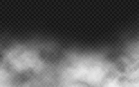 Smoke texture on transparent background. Realistic cloudiness or smog effect Stock Illustration