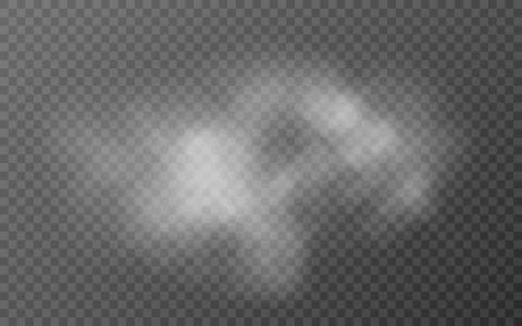 Smoke texture on transparent background. Realistic white cloud. Smog effect or Illustrazione stock