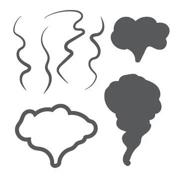 Smoke vector collection. Set of realistic white smoke steam, waves from coffe Stock Illustration