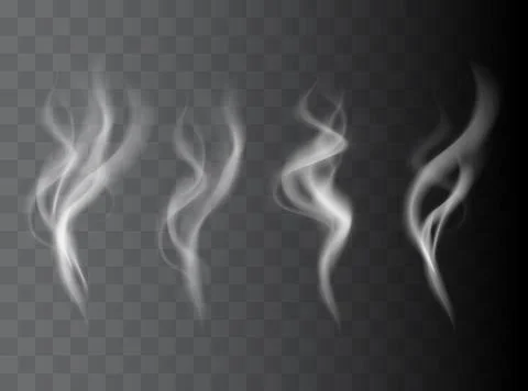 Smoke vector collection. White isolated cigarette smoke. Transparent special Stock Illustration