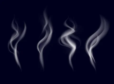 Smoke vector collection. White isolated cigarette smoke. Transparent special Stock Illustration