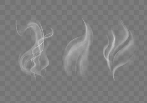 Smoke vector collection. White isolated cigarette smoke. Transparent specia.. Stock Illustration