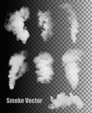 Smoke vectors on transparent background. Stock Illustration
