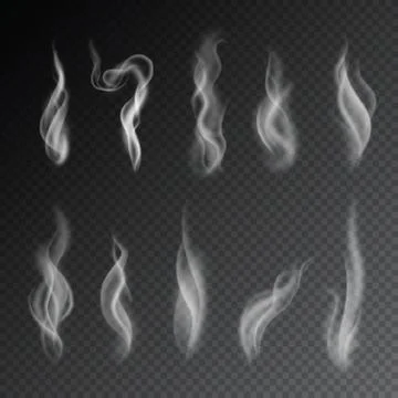 Smoke vectors on transparent background. Illustrazione stock