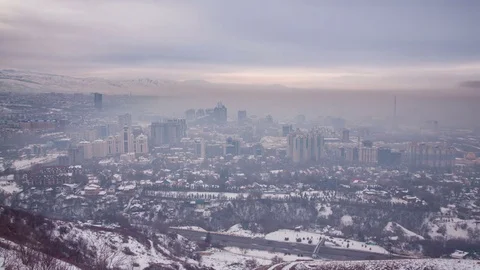 Smoke veiled the city Stock Footage 72469141
