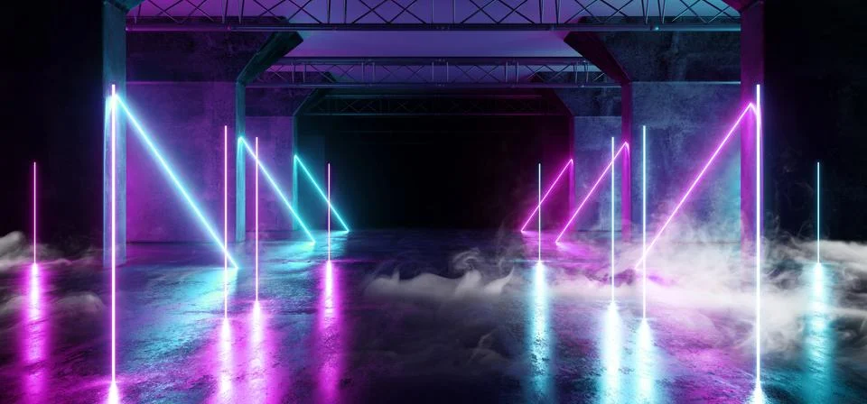 Smoke Virtual Path Sci Fi Neon Glowing Fluorescent Laser Alienship Stage Danc Stock Illustration