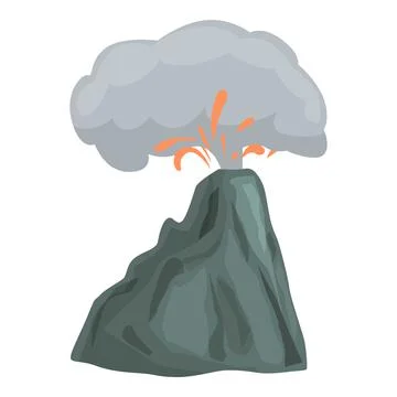 Smoke volcano icon cartoon vector. Volcanic eruption Stock Illustration