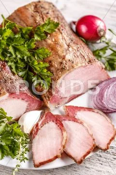 Smoked and spicy pork loin Stock Photos