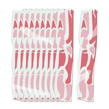 Smoked bacon rows of raw sliced streaky flat design Stock Illustration