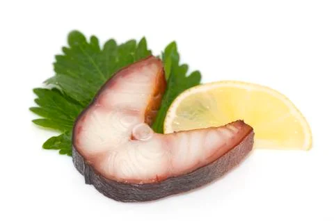Smoked eel steaks Stock Photos