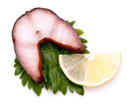 Smoked eel steaks Stock Photos