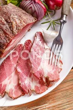 Smoked loin bacon Stock Photos