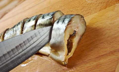 Smoked mackerel cut with slices Foto stock