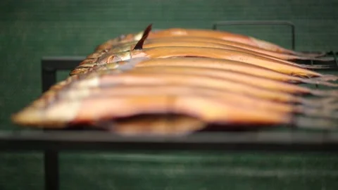 Smoked mackerel. The fish is on the grill Stock Footage 146647752