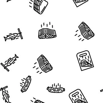 Smoked meat bbq seamless pattern vector Stock Illustration