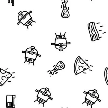 Smoked meat bbq seamless pattern vector Stock Illustration