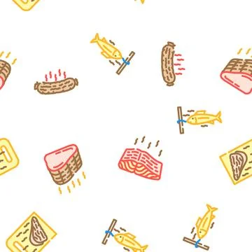 Smoked meat bbq seamless pattern vector Stock Illustration