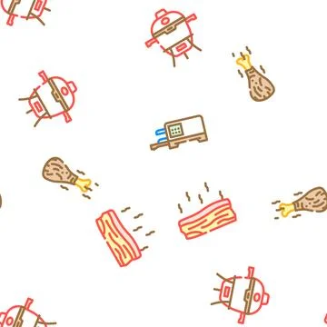 Smoked meat bbq seamless pattern vector Illustrazione stock