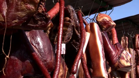 Smoked meat is dried Видео 35761677