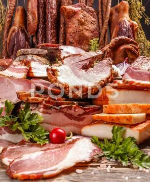 Smoked pork meat Stock Photos