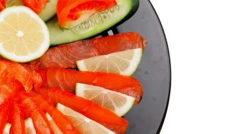 Smoked salmon Vídeos de archivo 45144907