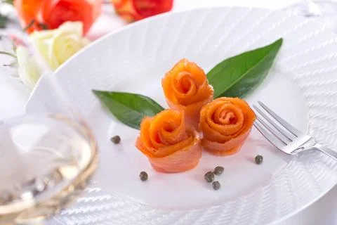 Smoked Salmon Roses Stock Photos