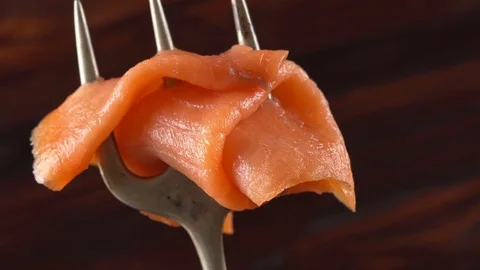 Smoked Salmon Trident Fork Stock Footage 108876744