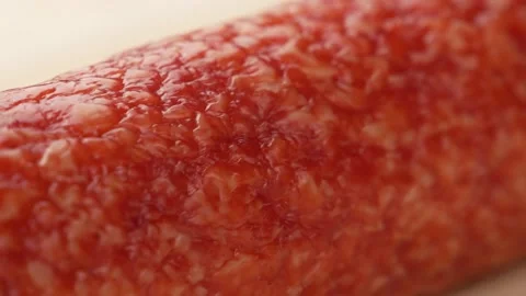 Smoked sausage, close up. Side view. Stock Footage 146273151