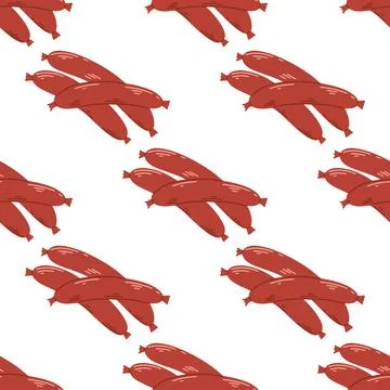 Smoked sausages seamless pattern vector graphics Stock Illustration