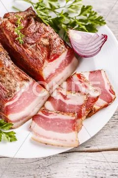 Smoked spicy bacon Stock Photos