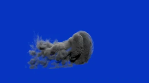 SmokeExplosionWithBlueCurtainDepht Stock Footage 201545773