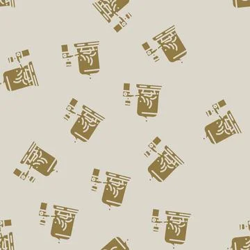 Smoker bacon glyph vector seamless pattern Stock Illustration