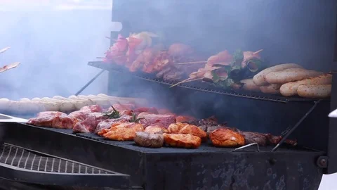Smoker grill open Stock Footage 75005348