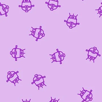 Smoker meat line vector seamless pattern Stock Illustration