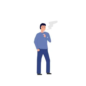 Smoker standing with cigarette イラスト素材
