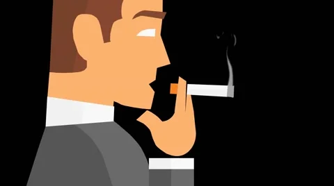 Smoker - vector animation - black Stock Footage 60672287