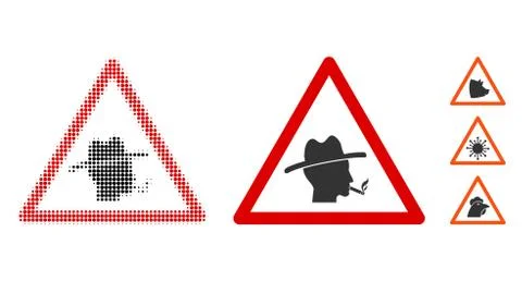 Smoker Warning Halftone and Solid Icon Stock Illustration