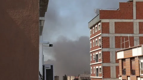 Smokes from Burning House Stock Footage 295856399