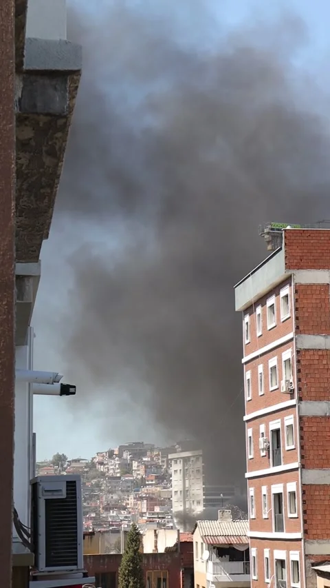 Smokes from Burning House (Vertical) Stock Footage 295856391