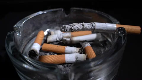 Smokes a cigarette in an ashtray 動画素材 119275720