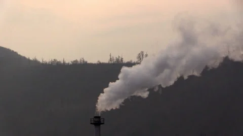 Smokestack against the sky and forest Vidéo 36296053