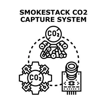 Smokestack carbon dioxide capture system technology concept Stock Illustration