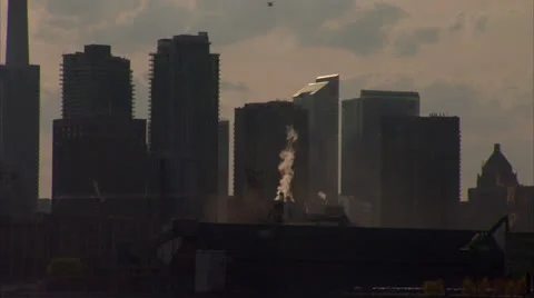 Smokestack in the City Stock Footage 22770476