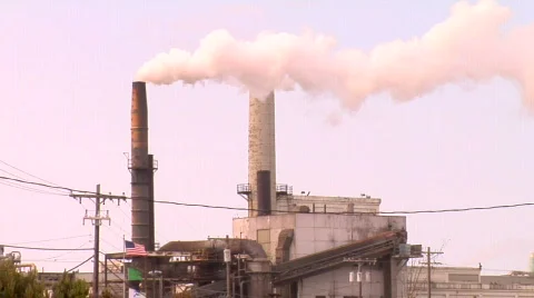 Smokestack high wind Video stock 660138