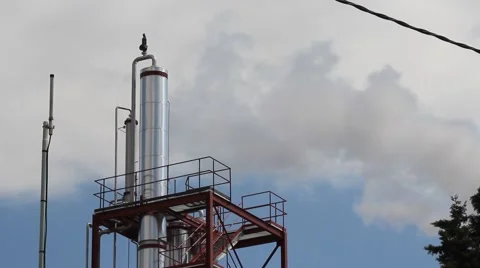 Smokestack of industrial building Stock Footage 62023669